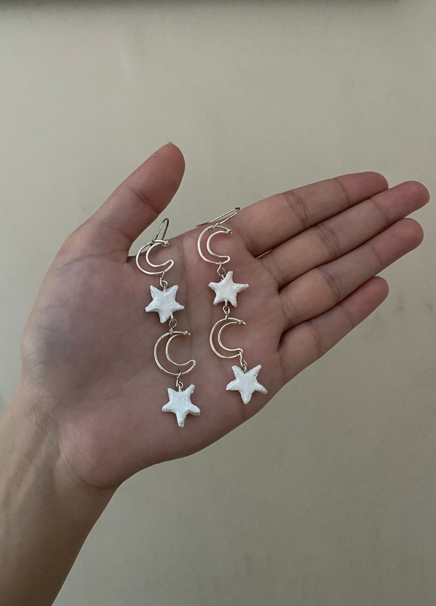 Crescent Star Dangling Earrings