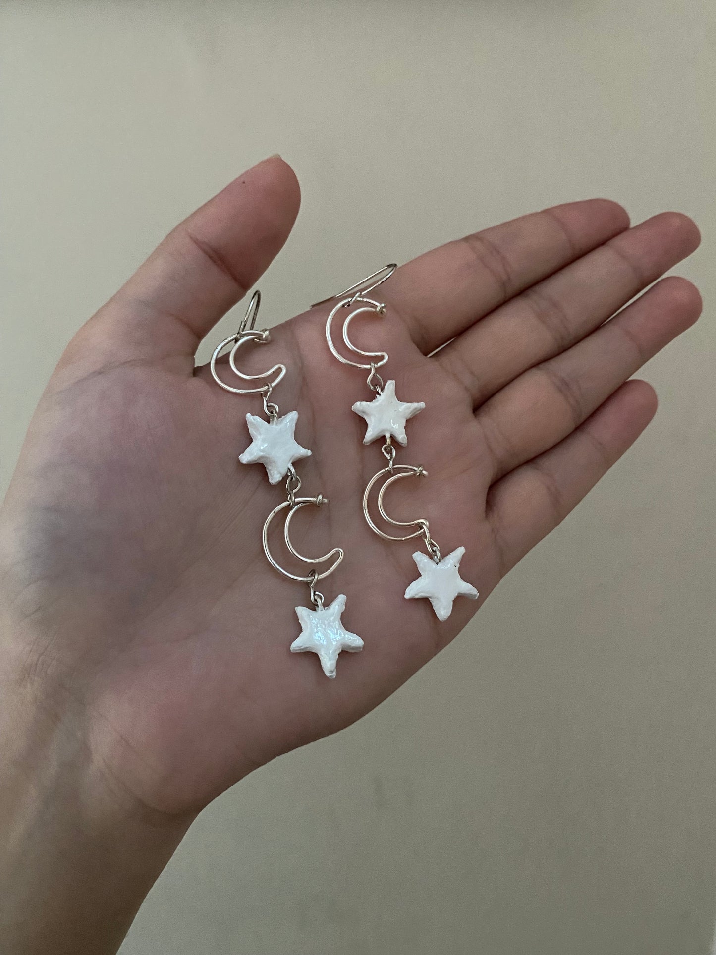 Crescent Star Dangling Earrings