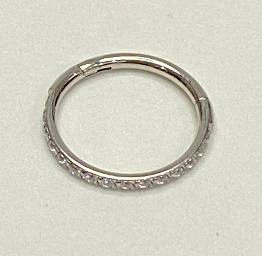 Surgical Steel Silver Zircon Hoop