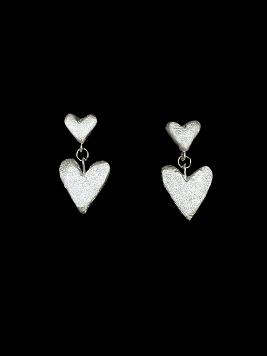 Double dangling heart earrings