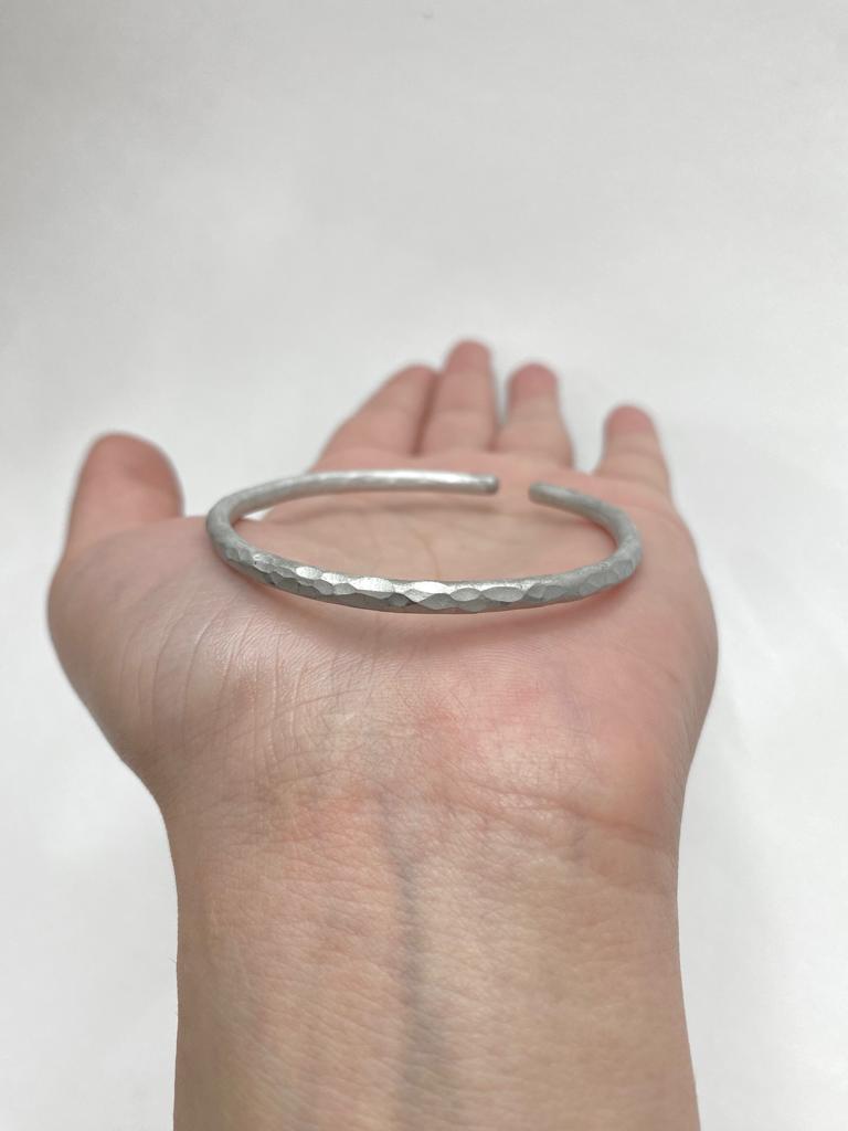 Hammered Silver Wire Bracelet