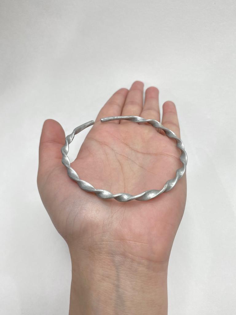 Hammered Twisted Silver Wire Anklet