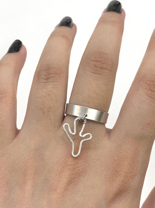 Flat Cactus Silver Wire Ring