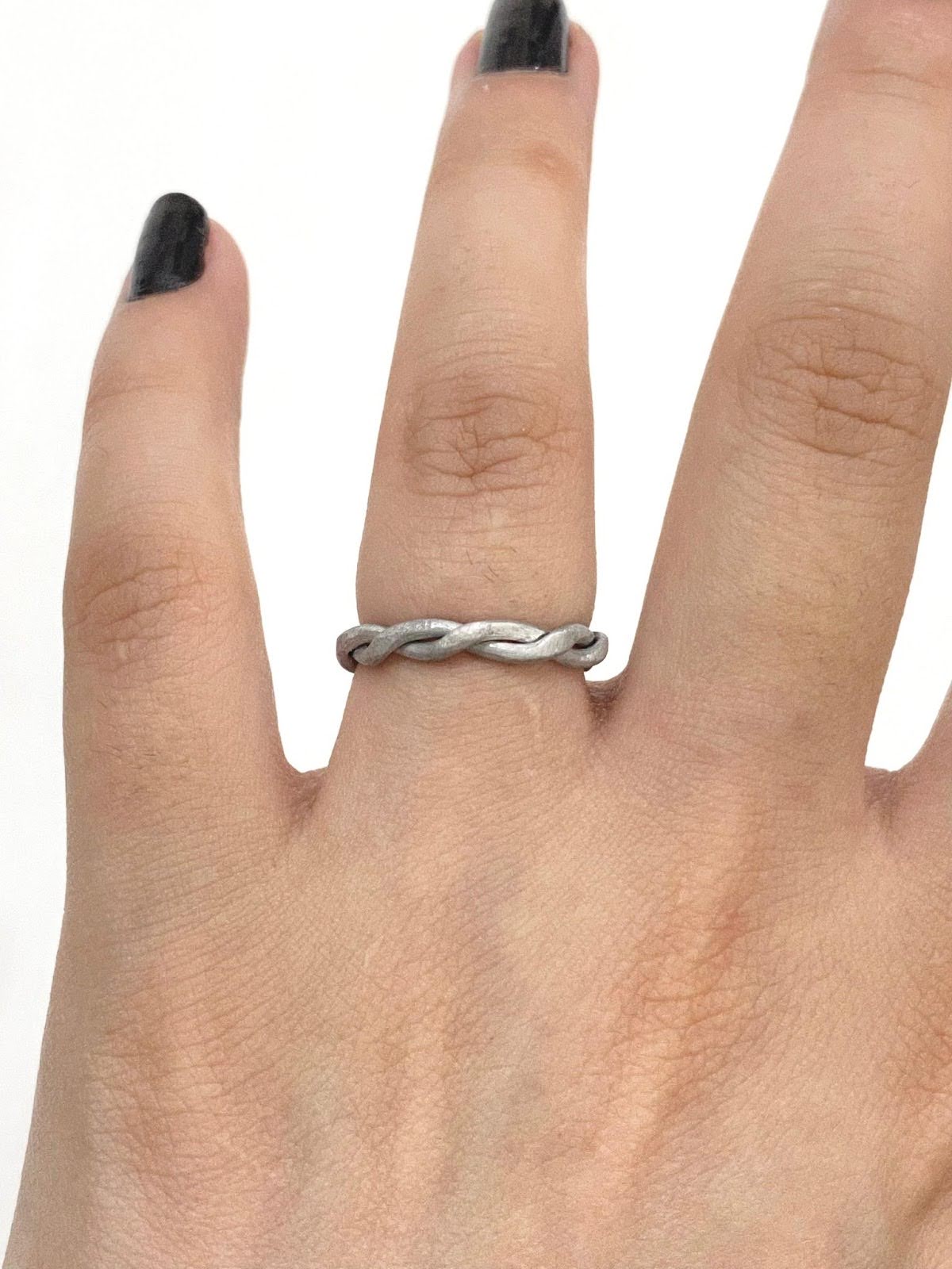 Hammered Twisted Silver Wire Ring