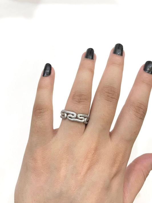 Rectangle Maze Silver Wire Ring