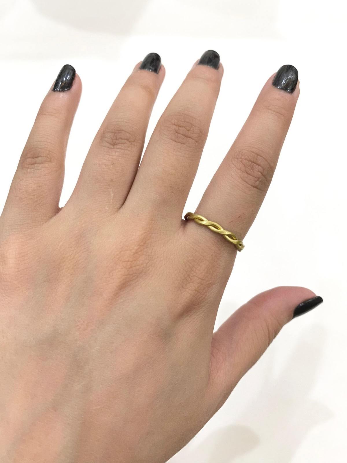 Hammered Twisted Golden Wire Ring