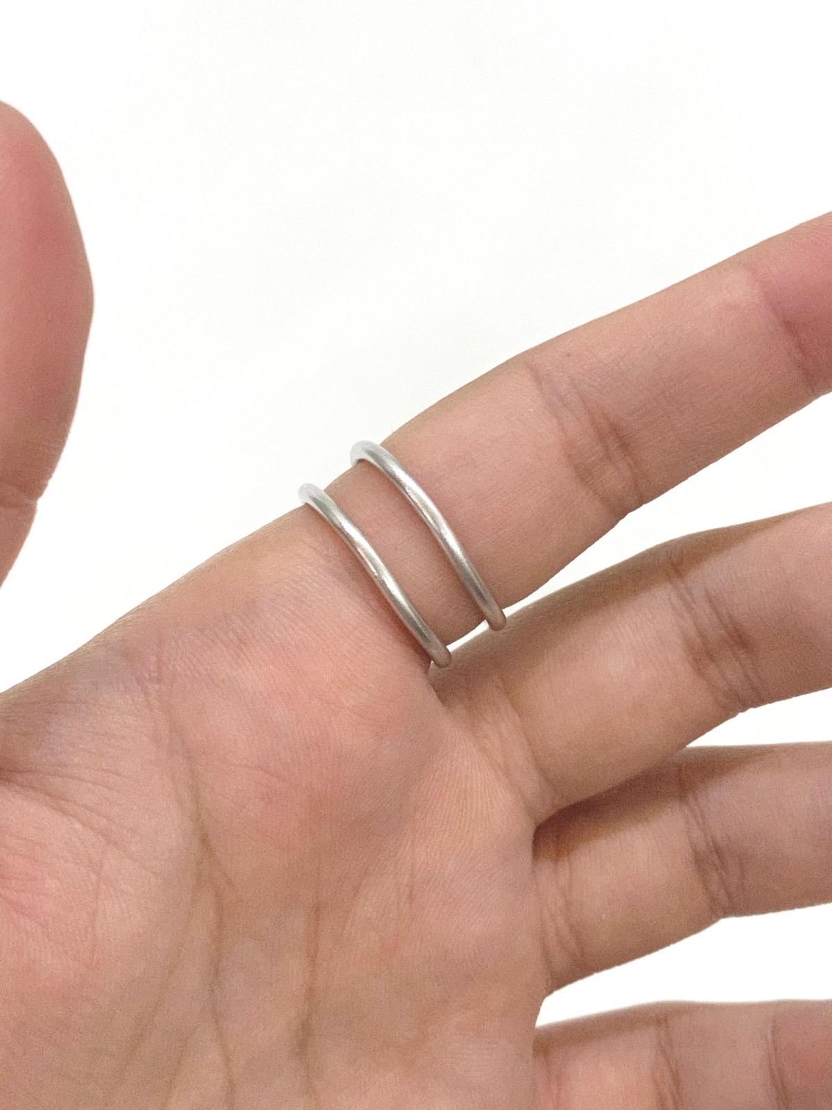 Double Shiny Silver Wire Ring