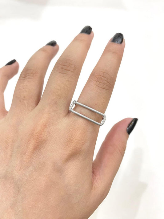 Rectangle Silver Wire Ring