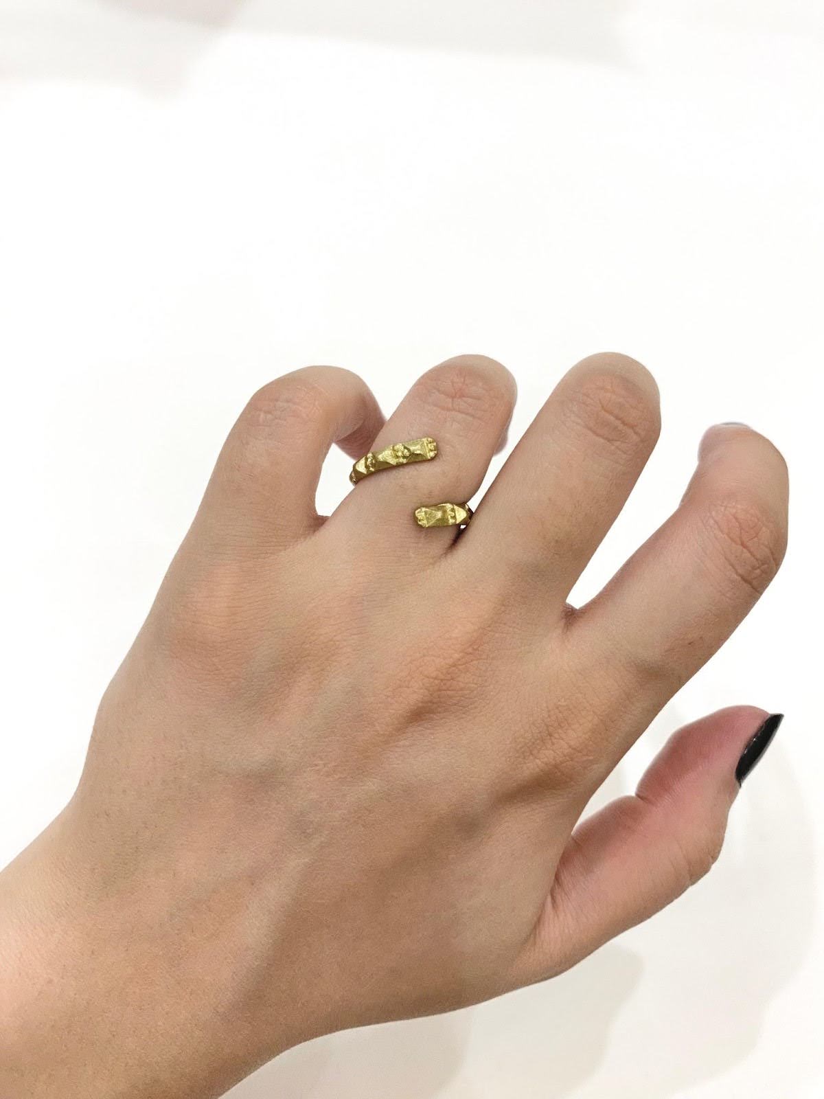 Curved Design Golden Wire Ring