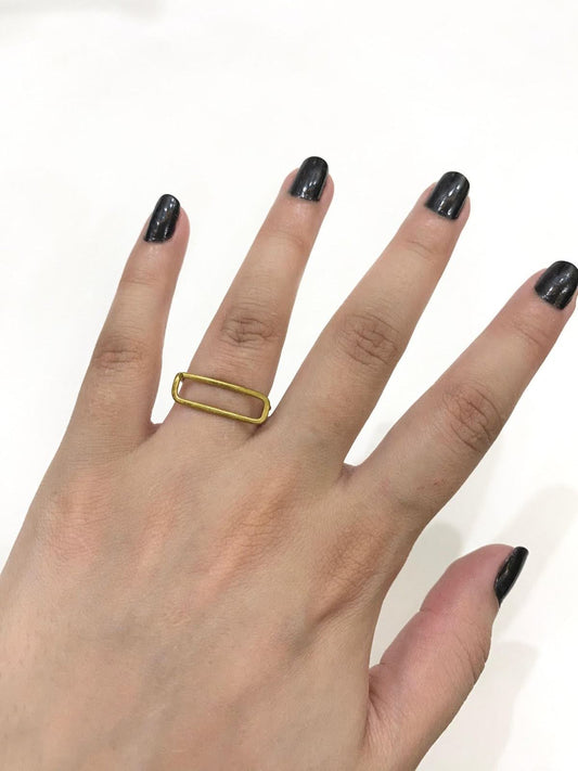 Rectangle Golden Wire Ring