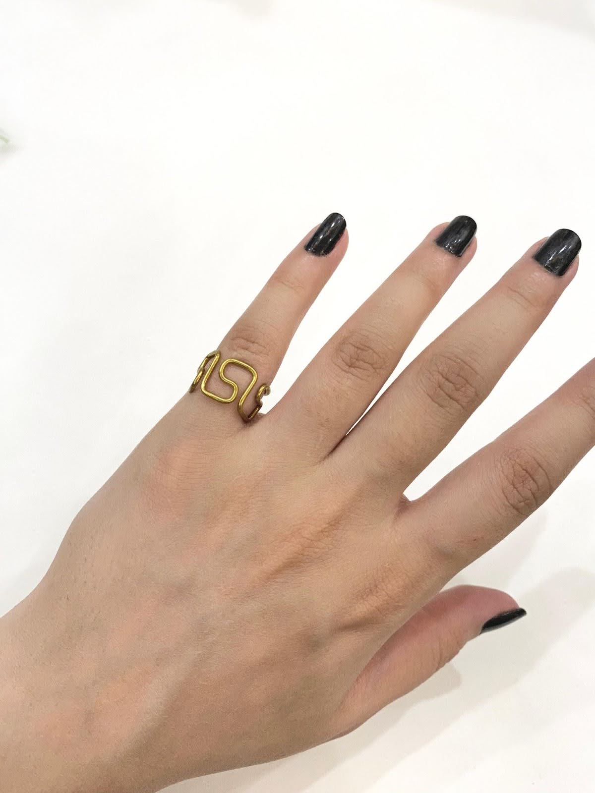 Maze Design Golden Wire Ring