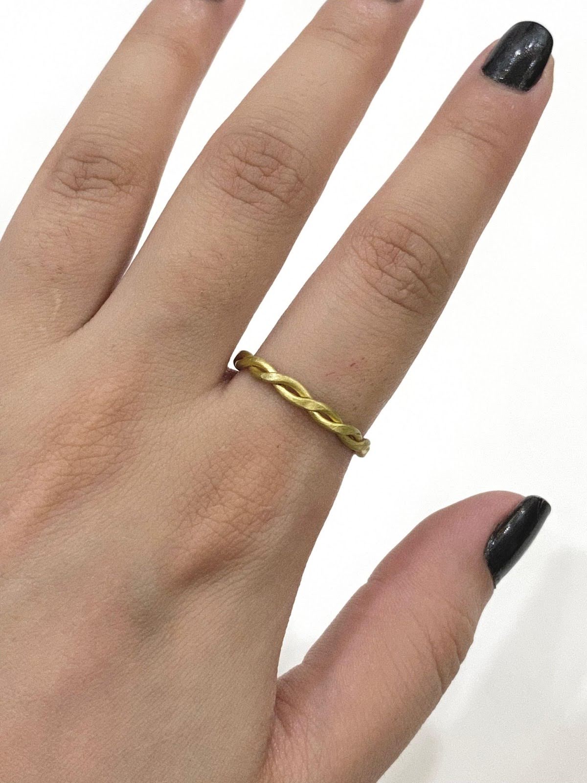 Hammered Twisted Golden Wire Ring