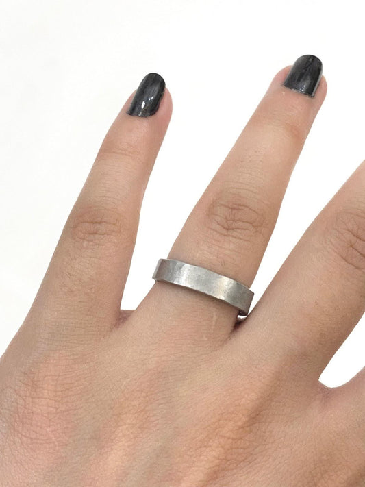 Flat Thick Silver Wire Ring