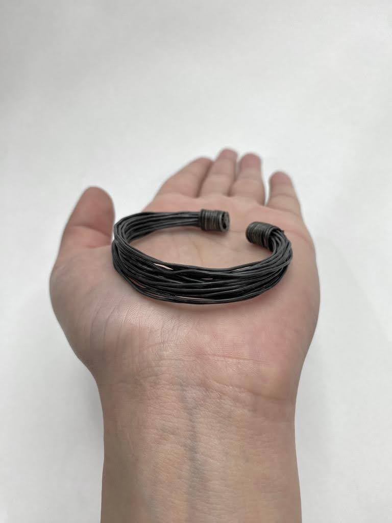 Wrapped black wire bracelet unisex