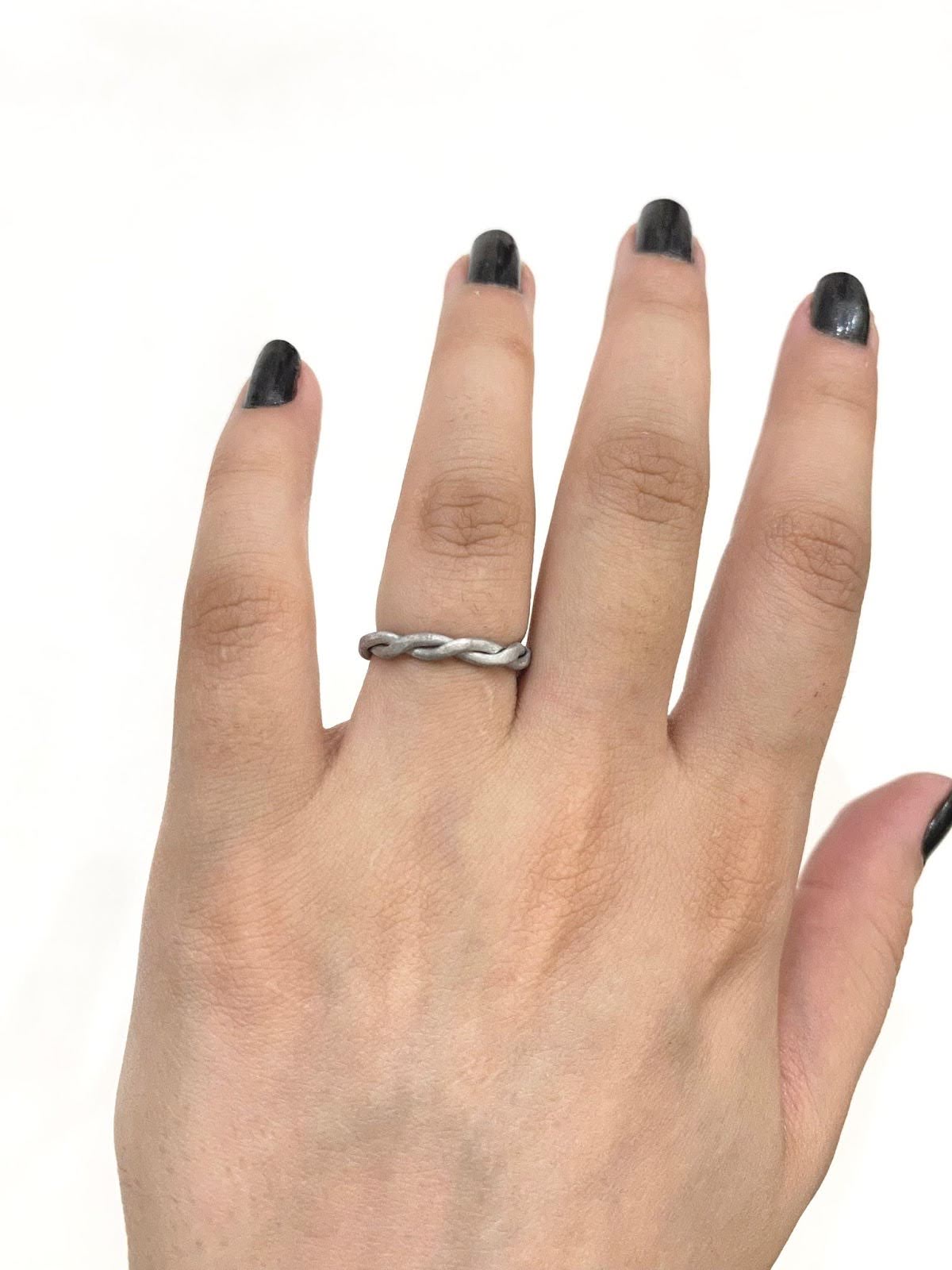 Hammered Twisted Silver Wire Ring