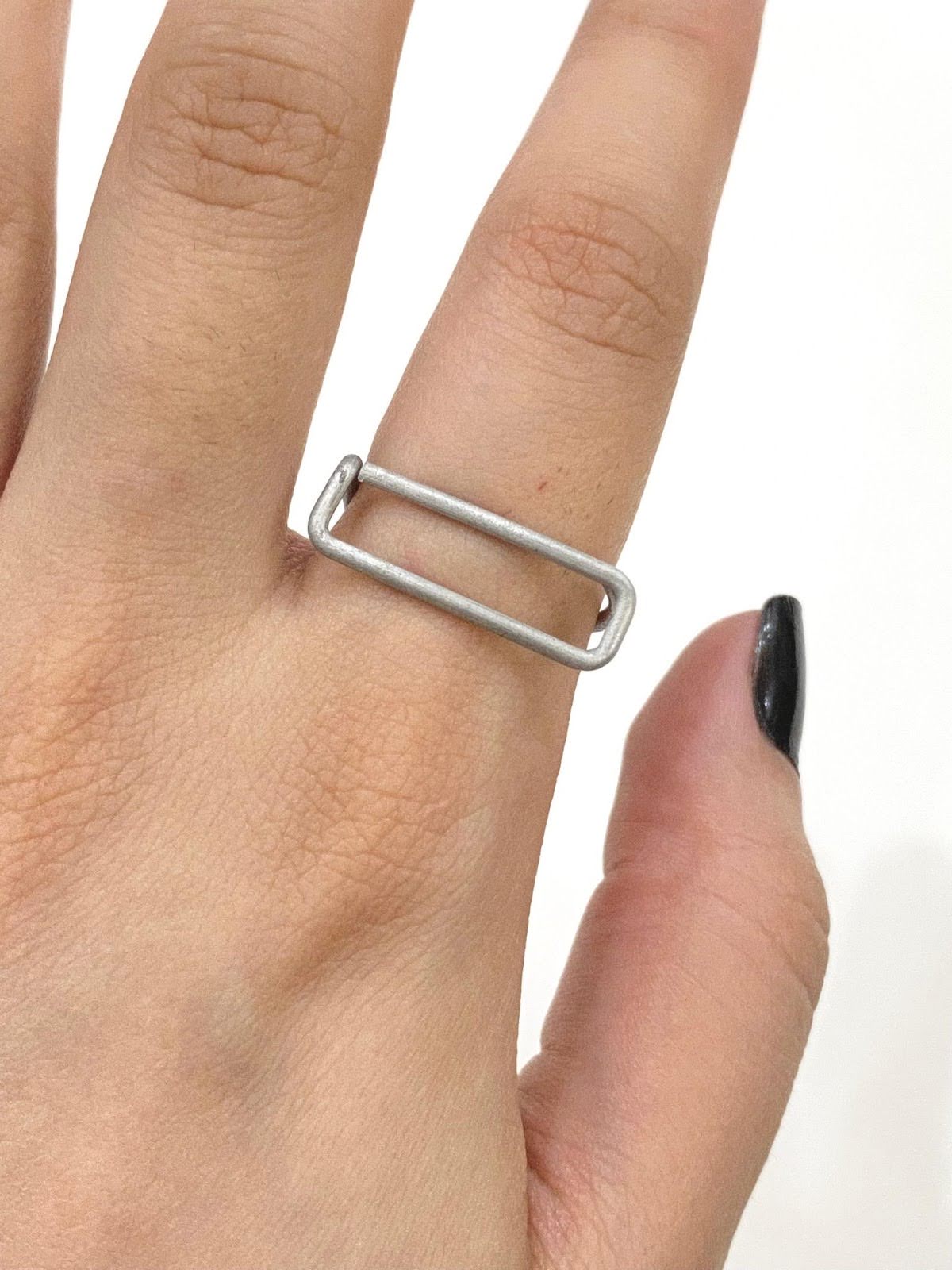 Rectangle Silver Wire Ring