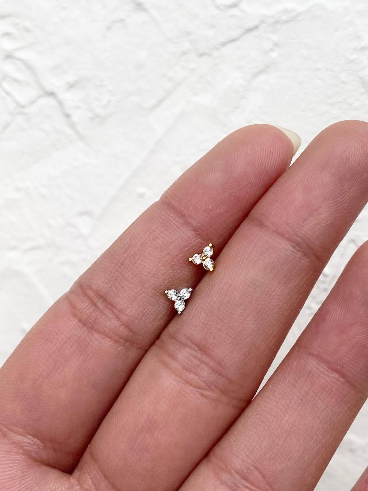 Surgical Steel Three Zircon Stud