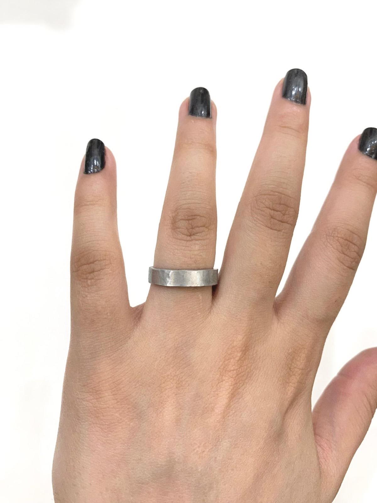 Flat Thick Silver Wire Ring